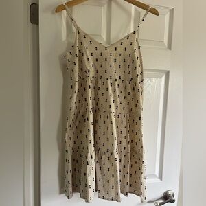 Beige Spotted Mini Sundress with Thin Straps